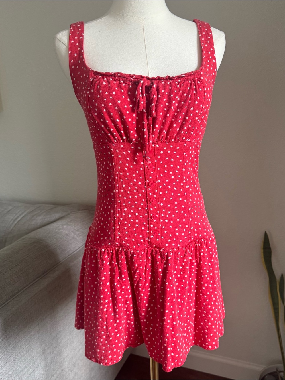 Wild Fable Dress Small Red White Star Summer Vacation Sleeveless Stars Mini S - Picture 2 of 8